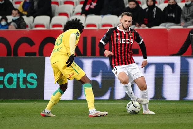 Amine Gouiri (OGC Nice) - Samuel Moutoussamy (FC Nantes) FOOTBALL : OGC Nice vs FC Nantes - Ligue 1 Uber Eats - Nice - 14 01 2021 NorbertScanella Panoramic 
