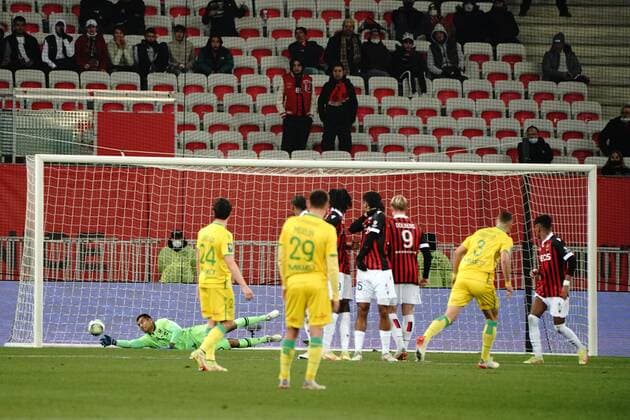 but - Andrei Girotto (FC Nantes) - Walter Benitez (OGC Nice) FOOTBALL : OGC Nice vs FC Nantes - Ligue 1 Uber Eats - Nice - 14 01 2021 NorbertScanella Panoramic 