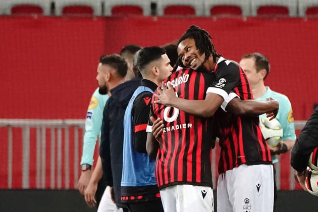 Joie - Pablo Rosario (OGC Nice) - Khephren Thuram (OGC Nice) FOOTBALL : OGC Nice vs FC Nantes - Ligue 1 Uber Eats - Nice - 14 01 2021 NorbertScanella Panoramic 