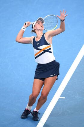 SYDNEY TENNIS CLASSIC, Barbora Krejcikova of the Czech Republic serves during the Women?s Final against Paula Badosa of Spain on Day 6 of the Sydney Tennis Classic at Sydney Olympic Park in Sydney, Saturday, January 15, 2022. ( NO ARCHIVING, EDITORIAL USE ONLY, NO USE IN BOOKS WITHOUT CONSENT SYDNEY NSW AUSTRALIA  Copyright: xDANxHIMBRECHTSx 20220115001613552074