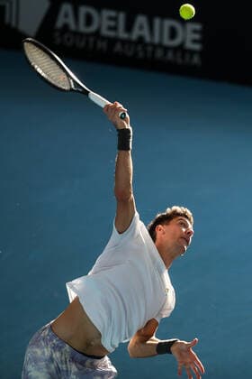 ADELAIDE INTERNATIONAL 2 FINAL, Thanasi Kokkinakis of Australia in his match against Arthur Rinderknech of France during the Adelaide International 2 Mens Final in Adelaide, Saturday, January 15, 2022. ( NO ARCHIVING, EDITORIAL USE ONLY, NO USE IN BOOKS WITHOUT CONSENT ADELAIDE SA AUSTRALIA  Copyright: xMATTxTURNERx 20220115001613560245