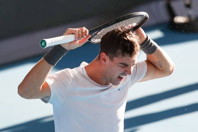 ADELAIDE INTERNATIONAL 2 FINAL, Thanasi Kokkinakis of Australia in his match against Arthur Rinderknech of France during the Adelaide International 2 Mens Final in Adelaide, Saturday, January 15, 2022. ( NO ARCHIVING, EDITORIAL USE ONLY, NO USE IN BOOKS WITHOUT CONSENT ADELAIDE SA AUSTRALIA  Copyright: xMATTxTURNERx 20220115001613560261