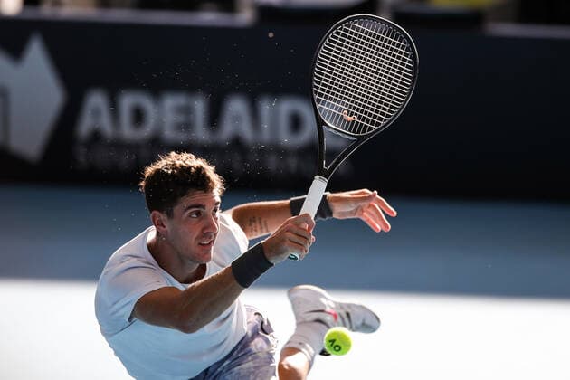 ADELAIDE INTERNATIONAL 2 FINAL, Thanasi Kokkinakis of Australia in his match against Arthur Rinderknech of France during the Adelaide International 2 Mens Final in Adelaide, Saturday, January 15, 2022. ( NO ARCHIVING, EDITORIAL USE ONLY, NO USE IN BOOKS WITHOUT CONSENT ADELAIDE SA AUSTRALIA  Copyright: xMATTxTURNERx 20220115001613560277