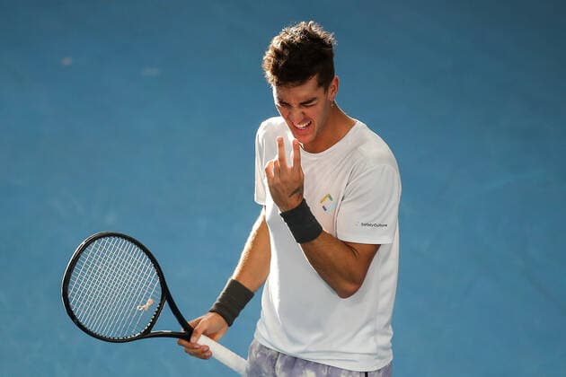 ADELAIDE INTERNATIONAL 2 FINAL, Thanasi Kokkinakis of Australia in his match against Arthur Rinderknech of France during the Adelaide International 2 Mens Final in Adelaide, Saturday, January 15, 2022. ( NO ARCHIVING, EDITORIAL USE ONLY, NO USE IN BOOKS WITHOUT CONSENT ADELAIDE SA AUSTRALIA  Copyright: xMATTxTURNERx 20220115001613561458