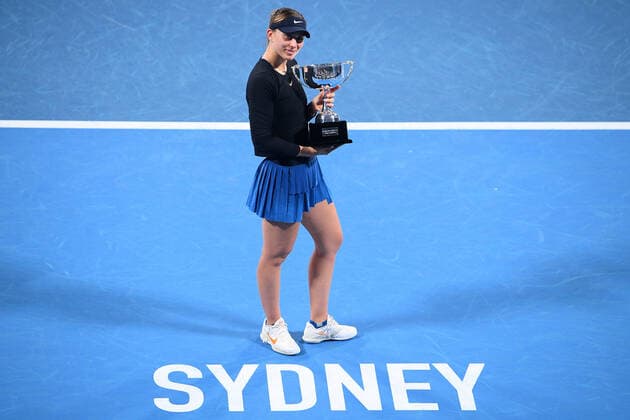 SYDNEY TENNIS CLASSIC, Paula Badosa of Spain poses with the trophy after winning the Women?s Final against Barbora Krejcikova of the Czech Republic on Day 6 of the Sydney Tennis Classic at Sydney Olympic Park in Sydney, Saturday, January 15, 2022. ( NO ARCHIVING, EDITORIAL USE ONLY, NO USE IN BOOKS WITHOUT CONSENT SYDNEY NSW AUSTRALIA  Copyright: xDANxHIMBRECHTSx 20220115001613562260