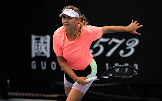 January 15, 2022, MELBOURNE, AUSTRALIA: Amanda Anisimova of the United States during practice ahead of the 2022 Australian Open Grand Slam tennis tournament MELBOURNE AUSTRALIA - ZUMAa181 20220115_zaa_a181_021 Copyright: xRobxPrangex
