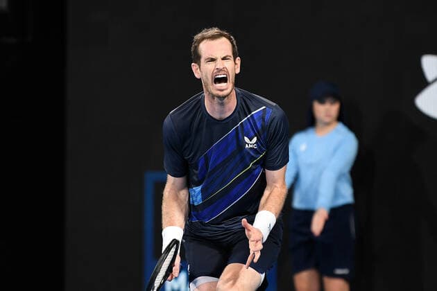 SYDNEY, AUSTRALIA - JANUARY 15: Andy Murray of Great Britain shows emotion during the Sydney Classic Tennis men s singles final between Andy Murray of Great Britain and Aslan Karatsev of Russia at Ken Rosewall Arena on January 15, 2022 in Sydney, Australia. (Photo by Steven Markham Icon Sportswire) TENNIS: JAN 15 Sydney Classic Icon2201150097