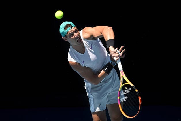 TENNIS AUSTRALIAN OPEN PRACTICE, Rafael Nadal of Spain is seen during a practice session ahead of the Australian Open, at Melbourne Park in Melbourne, Sunday, January 16, 2022. ( NO ARCHIVING, EDITORIAL USE ONLY, NO USE IN BOOKS WITHOUT CONSENT MELBOURNE VIC AUSTRALIA  Copyright: xDAVExHUNTx 20220116001613771784