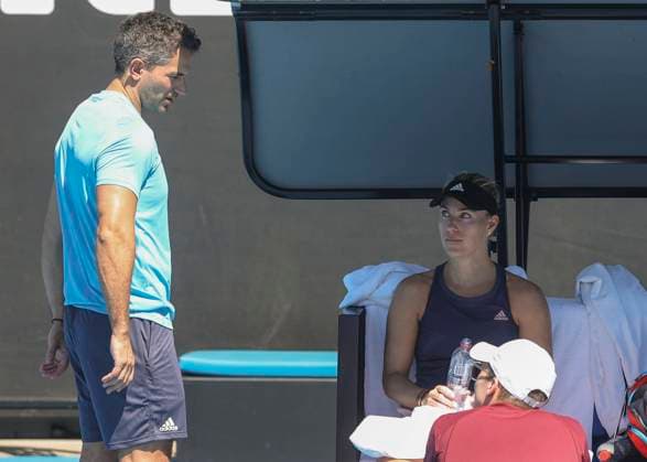 Franco Bianco und Angelique Kerber (GER) waehrend einer Trainingseinheit, Training, Copyright: xJuergenxHasenkopfx