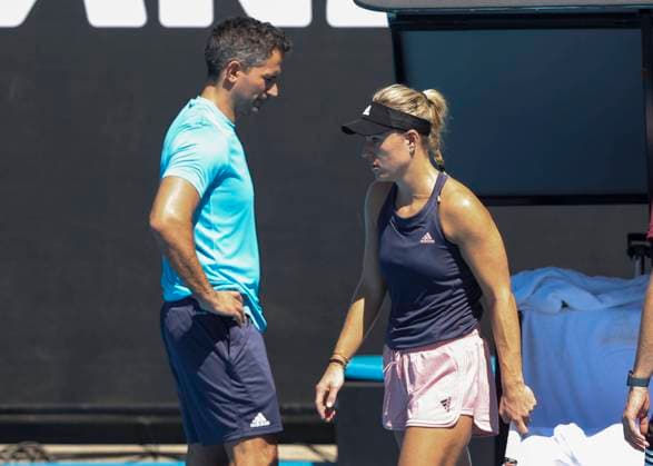 Franco Bianco und Angelique Kerber (GER) waehrend einer Trainingseinheit, Training, Copyright: xJuergenxHasenkopfx