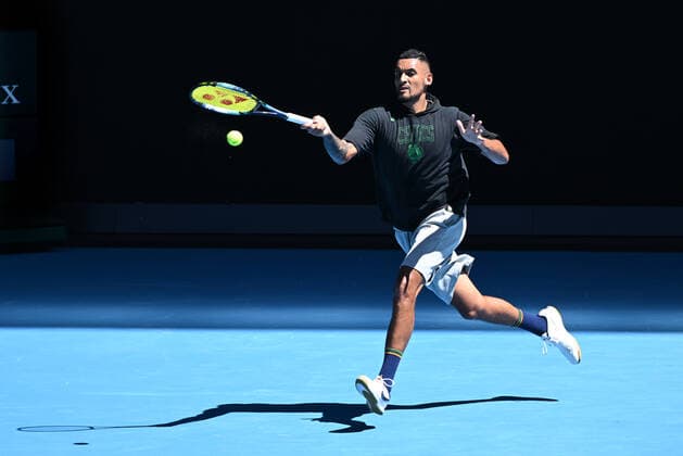 TENNIS AUSTRALIAN OPEN PRACTICE, Nick Kyrgios of Australia is seen during a practice session ahead of the Australian Open, at Melbourne Park in Melbourne, Sunday, January 16, 2022. ( NO ARCHIVING, EDITORIAL USE ONLY, NO USE IN BOOKS WITHOUT CONSENT MELBOURNE VIC AUSTRALIA  Copyright: xDAVExHUNTx 20220116001613840406
