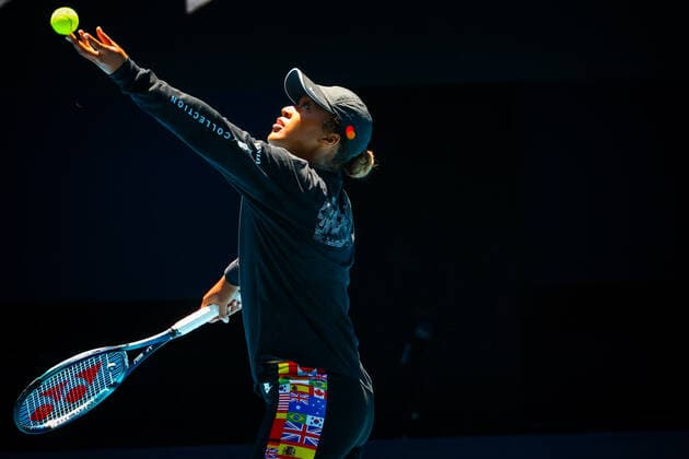 Japanese Naomi Osaka pictured during a training session, ahead of the Australian Open Grand Slam tennis tournament, Sunday 16 January 2022 in Melbourne Park, Melbourne, Australia. The 2022 edition of the Australian Grand Slam takes place in the ongoing pandemic. PATRICKxHAMILTON  x3285624x