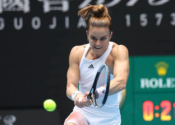 Melbourne, Australia. 17th. Jan., 2022. Greek tennis player Maria Sakkari in action during the Australian Open tournament at Melbourne Park on Monday 17 January 2022. Â Copyright: xJuergenxHasenkopfx