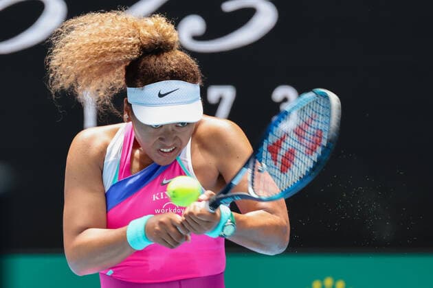 January 17, 2022: 13th seed NAOMI OSAKA (JPN) in action against CAMILA OSORIO (COL) on Rod Laver Arena in a Women s Singles 1st round match on day 1 of the 2022 Australian Open in Melbourne, Australia. Cal Media. Osaka won 6:3 6:3 USA - ZUMAc04_ 20220117_zaf_c04_001 Copyright: xSydneyxLowx