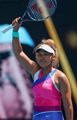 (220117) -- MELBOURNE, Jan. 17, 2022 -- Naomi Osaka of Japan celebrates after the women s singles first round match against Camila Osorio of Colombia at Australian Open 2022 in Melbourne, Australia on Jan. 17, 2022. ) (SP)AUSTRALIA-MELBOURNE-TENNIS-AUSTRALIAN OPEN-WOMEN S SINGLES BaixXuefei 