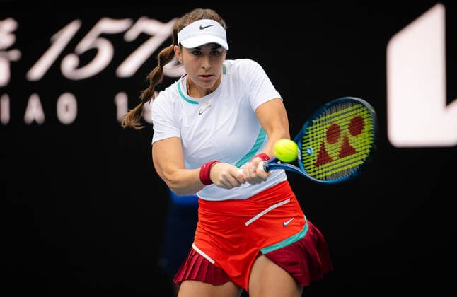 January 17, 2022, MELBOURNE, AUSTRALIA: Belinda Bencic of Switzerland in action during the first round of the 2022 Australian Open Grand Slam tennis tournament against Kristina Mladenovic of France MELBOURNE AUSTRALIA - ZUMAa181 20220117_zaa_a181_006 Copyright: xRobxPrangex
