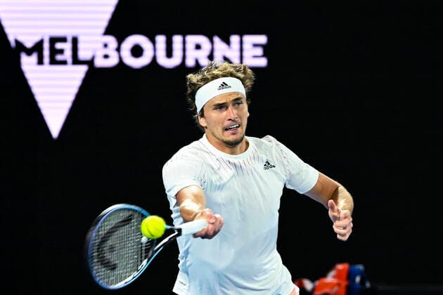 TENNIS AUSTRALIAN OPEN, Alexander Zverev of Germany plays a shot during his first Round Men s singles match against Daniel Altmaier of Germany on Day 1 of the Australian Open, at Melbourne Park, in Melbourne, Monday, January 17, 2022. ( NO ARCHIVING, EDITORIAL USE ONLY, NO USE IN BOOKS WITHOUT CONSENT MELBOURNE VIC AUSTRALIA  Copyright: xDAVExHUNTx 20220117001614183124