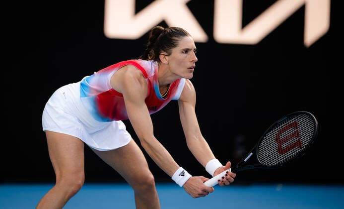 January 17, 2022, MELBOURNE, AUSTRALIA: Andrea Petkovic of Germany in action during the first round of the 2022 Australian Open Grand Slam tennis tournament against Barbora Krejcikova of the Czech Republic MELBOURNE AUSTRALIA - ZUMAa181 20220117_zaa_a181_188 Copyright: xRobxPrangex