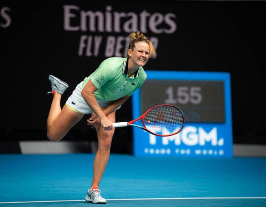 January 17, 2022, MELBOURNE, AUSTRALIA: Fiona Ferro of France in action during the first round of the 2022 Australian Open Grand Slam tennis tournament against Elina Svitolina of Ukraine MELBOURNE AUSTRALIA - ZUMAa181 20220117_zaa_a181_217 Copyright: xRobxPrangex