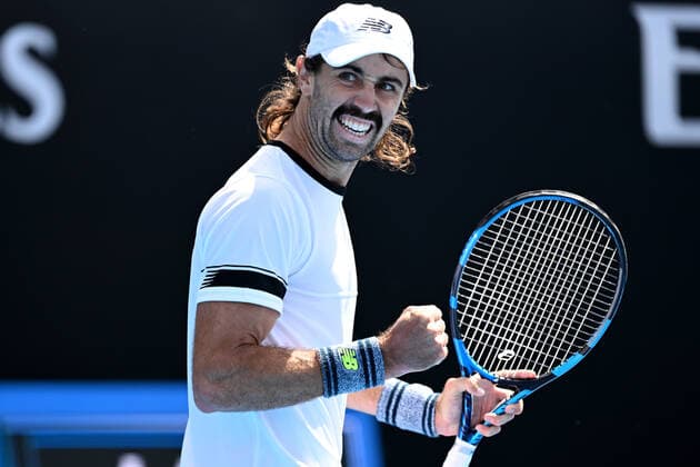 TENNIS AUSTRALIAN OPEN, Jordan Thompson of Australia gestures during his first round Men?s singles match against Steve Johnson of the USA on Day 2 of the Australian Open, at Melbourne Park, in Melbourne, Tuesday, January 18, 2022. ( NO ARCHIVING, EDITORIAL USE ONLY, NO USE IN BOOKS WITHOUT CONSENT MELBOURNE VIC AUSTRALIA  Copyright: xDAVExHUNTx 20220118001614378563