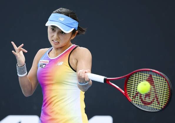 Tennis: Australian Open Misaki Doi of Japan plays in the women s singles first round against Slovakia s Kristina Kucova at the Australian Open tennis championships in Melbourne on Jan. 18, 2022.  A14AA0001183234P