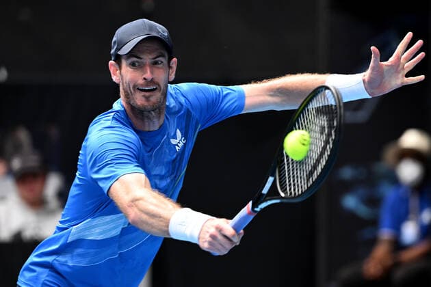 TENNIS AUSTRALIAN OPEN, Andy Murray of Great Britain during the first round Men?s singles match against Nikoloz Basilashvili of Georgia on Day 2 of the Australian Open, at Melbourne Park, in Melbourne, Tuesday, January 18, 2022. ( NO ARCHIVING, EDITORIAL USE ONLY, NO USE IN BOOKS WITHOUT CONSENT MELBOURNE VIC AUSTRALIA  Copyright: xDAVExHUNTx 20220118001614390328