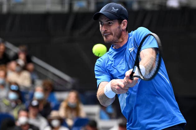 TENNIS AUSTRALIAN OPEN, Andy Murray of Great Britain plays a shot during the first round Men?s singles match against Nikoloz Basilashvili of Georgia on Day 2 of the Australian Open, at Melbourne Park, in Melbourne, Tuesday, January 18, 2022. ( NO ARCHIVING, EDITORIAL USE ONLY, NO USE IN BOOKS WITHOUT CONSENT MELBOURNE VIC AUSTRALIA  Copyright: xDAVExHUNTx 20220118001614390484