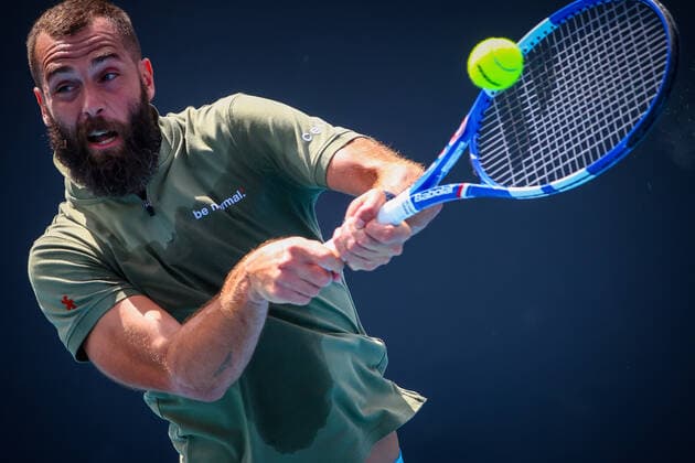 Benoit Paire ATP, Tennis Herren 47) pictured in action at a men s first round game at the Australian Open Grand Slam tennis tournament, Tuesday 18 January 2022 in Melbourne Park, Melbourne, Australia. The 2022 edition of the Australian Grand Slam takes place from January 17th to January 30th. PATRICKxHAMILTON  x3480505x