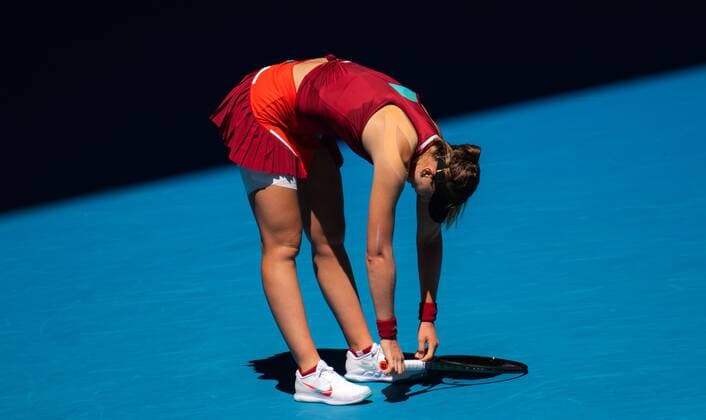 Mandatory Credit: Photo by Rob Prange Shutterstock (12763713au) Paula Badosa of Spain in action during the second round of the 2022 Australian Open Grand Slam tennis tournament Australian Open, Day Three, Tennis, Melbourne Park, Melbourne, Australia - 19 Jan 2022 Australian Open, Day Three, Tennis, Melbourne Park, Melbourne, Australia - 19 Jan 2022 Copyright: xRobxPrange Shutterstockx 12763713au