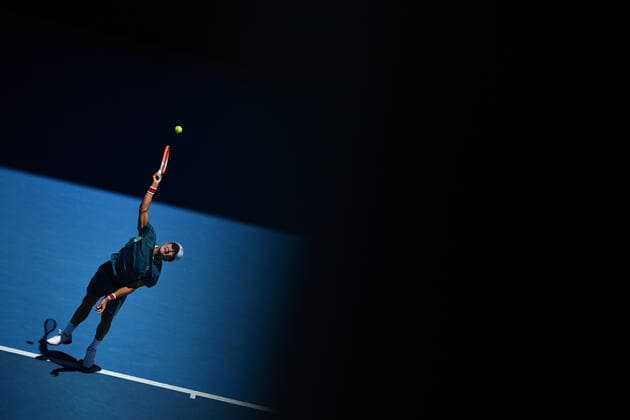 TENNIS AUSTRALIAN OPEN, Sonwoo Kwon of Korea serves during his second round Men?s singles match against Denis Shapovalov of Canada on Day 3 of the Australian Open, at Melbourne Park, in Melbourne, Wednesday, January 19, 2022. ( NO ARCHIVING, EDITORIAL USE ONLY, NO USE IN BOOKS WITHOUT CONSENT MELBOURNE VIC AUSTRALIA  Copyright: xJAMESxROSSx 20220119001614651093