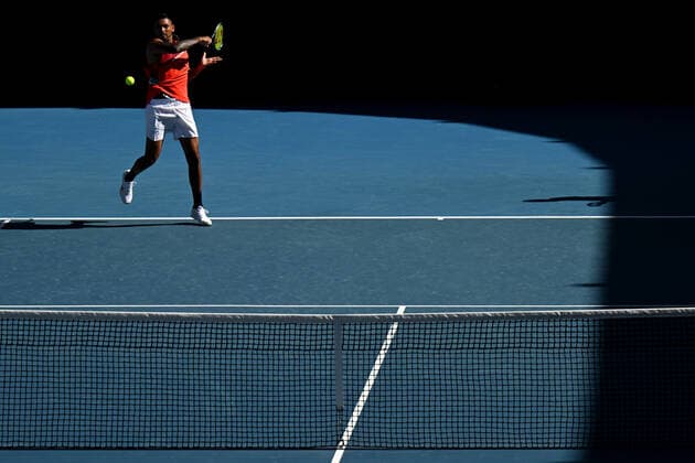 TENNIS AUSTRALIAN OPEN, Nick Kyrgios of Australia during his first round Men?s doubles match with Thanasi Kokkinakis against Alex Bolt and James McCabe of Australia on Day 3 of the Australian Open, at Melbourne Park, in Melbourne, Wednesday, January 19, 2022. ( NO ARCHIVING, EDITORIAL USE ONLY, NO USE IN BOOKS WITHOUT CONSENT MELBOURNE VIC AUSTRALIA  Copyright: xDEANxLEWINSx 20220119001614660221