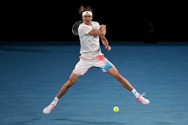 TENNIS AUSTRALIAN OPEN, Alexander Zverev of Germany plays a shot during his second round Men?s singles match against John Millman of Australia on Day 3 of the Australian Open, at Melbourne Park, in Melbourne, Wednesday, January 19, 2022. ( NO ARCHIVING, EDITORIAL USE ONLY, NO USE IN BOOKS WITHOUT CONSENT MELBOURNE VIC AUSTRALIA  Copyright: xDAVExHUNTx 20220119001614699475