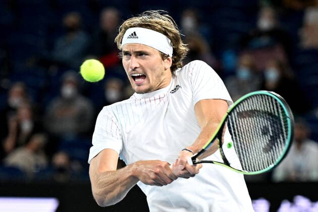 TENNIS AUSTRALIAN OPEN, Alexander Zverev of Germany plays a shot during his second round Men?s singles match against John Millman of Australia on Day 3 of the Australian Open, at Melbourne Park, in Melbourne, Wednesday, January 19, 2022. ( NO ARCHIVING, EDITORIAL USE ONLY, NO USE IN BOOKS WITHOUT CONSENT MELBOURNE VIC AUSTRALIA  Copyright: xDAVExHUNTx 20220119001614710173
