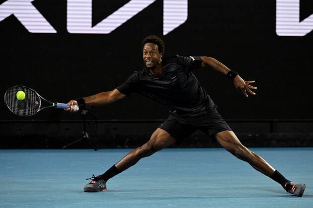 TENNIS AUSTRALIAN OPEN, Gael Monfils of France plays a shot during his second round Men?s singles match against Alexander Bublik of Khazakstan on Day 3 of the Australian Open, at Melbourne Park, in Melbourne, Wednesday, January 19, 2022. ( NO ARCHIVING, EDITORIAL USE ONLY, NO USE IN BOOKS WITHOUT CONSENT MELBOURNE VIC AUSTRALIA  Copyright: xDEANxLEWINSx 20220119001614724873