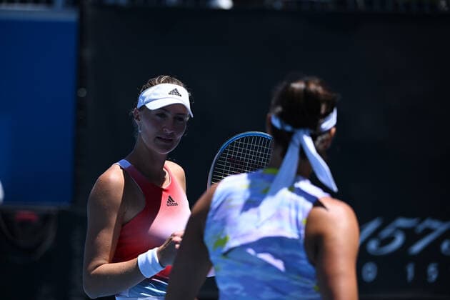 Kristina Mladenovic and Caroline Garcia playing double TENNIS : Australian Open 2022 AntoineCouvercelle Panoramic 