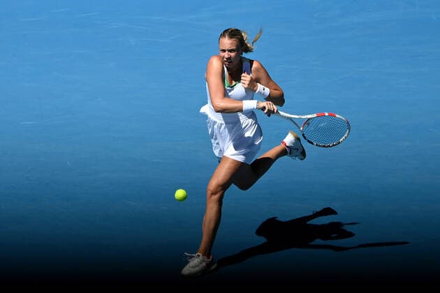 TENNIS AUSTRALIAN OPEN, Anett Kontaveit of Estonia during her second round match against Clara Tauson of Denmark on day 4 of the Australian Open at Melbourne Park in Melbourne, Thursday, January 20, 2022. ( NO ARCHIVING, EDITORIAL USE ONLY, NO USE IN BOOKS WITHOUT CONSENT MELBOURNE VICTORIA AUSTRALIA  Copyright: xJOELxCARRETTx 20220120001614999843