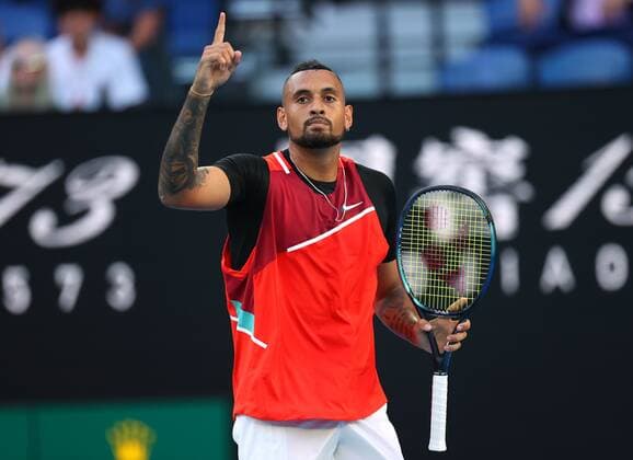 Mandatory Credit: Photo by Ella Ling Shutterstock (12765065fk) Nick Kyrgios during his second round match Australian Open, Day Four, Tennis, Melbourne Park, Melbourne, Australia - 20 Jan 2022 Australian Open, Day Four, Tennis, Melbourne Park, Melbourne, Australia - 20 Jan 2022  Copyright: xEllaxLing Shutterstockx 12765065fk