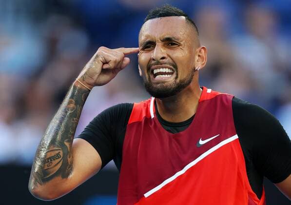 Mandatory Credit: Photo by Ella Ling Shutterstock (12765065fm) Nick Kyrgios during his second round match Australian Open, Day Four, Tennis, Melbourne Park, Melbourne, Australia - 20 Jan 2022 Australian Open, Day Four, Tennis, Melbourne Park, Melbourne, Australia - 20 Jan 2022  Copyright: xEllaxLing Shutterstockx 12765065fm