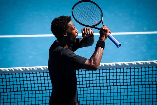Gael Monfils ATP, Tennis Herren 20) celebrates during a tennis match between French Monfils and Chilean Garin, in the third round of the men s singles at the Australian Open Grand Slam tennis tournament, Friday 21 January 2022 in Melbourne Park, Melbourne, Australia. The 2022 edition of the Australian Grand Slam takes place from January 17th to January 30th. PATRICKxHAMILTON  x4409084x