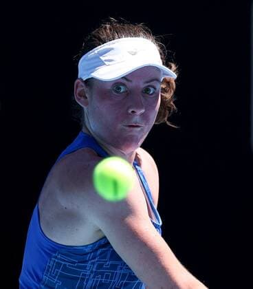 Mandatory Credit: Photo by Ella Ling Shutterstock (12765089f) Tamara Zidansek in third round action Australian Open, Day Six, Tennis, Melbourne Park, Melbourne, Australia - 22 Jan 2022 Australian Open, Day Six, Tennis, Melbourne Park, Melbourne, Australia - 22 Jan 2022  Copyright: xEllaxLing Shutterstockx 12765089f