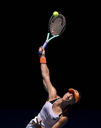 Mandatory Credit: Photo by James Gourley Shutterstock (12765088aj) Danka Kovinic in third round action Australian Open, Day Six, Tennis, Melbourne Park, Melbourne, Australia - 22 Jan 2022 Australian Open, Day Six, Tennis, Melbourne Park, Melbourne, Australia - 22 Jan 2022  Copyright: xJamesxGourley Shutterstockx 12765088aj