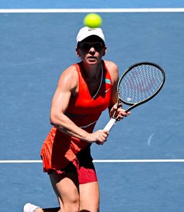 Mandatory Credit: Photo by James Gourley Shutterstock (12765088ao) Simona Halep in third round action Australian Open, Day Six, Tennis, Melbourne Park, Melbourne, Australia - 22 Jan 2022 Australian Open, Day Six, Tennis, Melbourne Park, Melbourne, Australia - 22 Jan 2022  Copyright: xJamesxGourley Shutterstockx 12765088ao