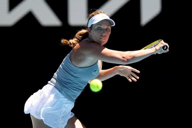 Danielle Collins Tennis - Australian Open 2022 - Grand Slam - Melbourne Park - Melbourne - Victoria - Australia - 22 January 2022. Copyright: xJuergenxHasenkopfx