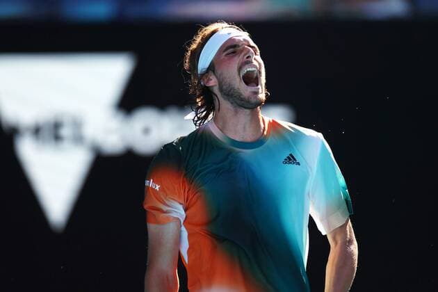 Mandatory Credit: Photo by Ella Ling Shutterstock (12765089bz) Stefanos Tsitsipas during his third round match Australian Open, Day Six, Tennis, Melbourne Park, Melbourne, Australia - 22 Jan 2022 Australian Open, Day Six, Tennis, Melbourne Park, Melbourne, Australia - 22 Jan 2022 Copyright: xEllaxLing Shutterstockx 12765089bz