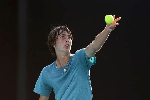 Kilian Feldbausch (SUI), Jungen Einzel BS Tennis - Australian Open 2022 - Grand Slam - Melbourne Park - Melbourne - Victoria - Australia - 22 January 2022. Copyright: xJuergenxHasenkopfx