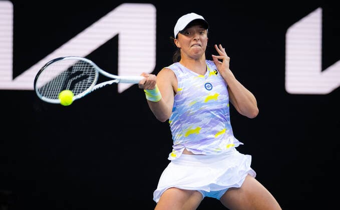 January 22, 2022, MELBOURNE, AUSTRALIA: Iga Swiatek of Poland in action during the third round at the 2022 Australian Open Grand Slam Tennis Tournament against Daria Kasatkina of Russia MELBOURNE AUSTRALIA - ZUMAa181 20220122_zaa_a181_140 Copyright: xRobxPrangex
