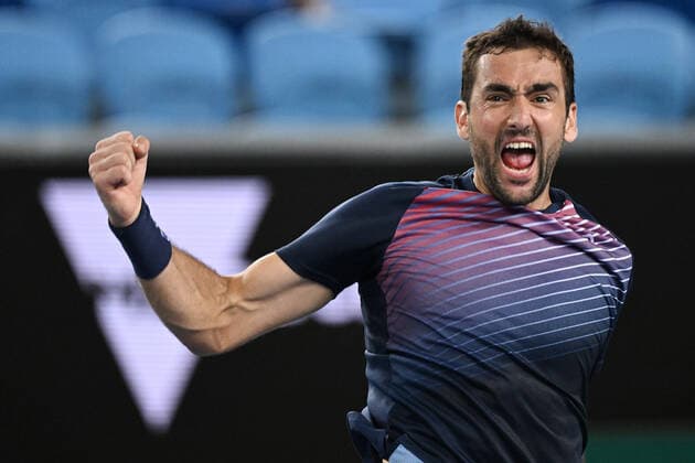 TENNIS AUSTRALIAN OPEN, Marin Cilic of Croatia celebrates his win during his 3rd round match against Andrey Rublev of Russia on Day 6 of the Australian Open, at Melbourne Park, in Melbourne, Saturday, January 22, 2022. ( NO ARCHIVING, EDITORIAL USE ONLY, NO USE IN BOOKS WITHOUT CONSENT MELBOURNE VIC AUSTRALIA  Copyright: xDEANxLEWINSx 20220122001615864426