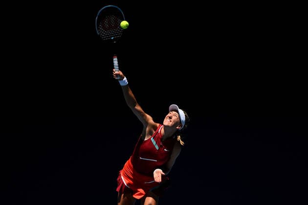 TENNIS AUSTRALIAN OPEN, Victoria Azarenka of Bulgaria during her 4th round match against Barbora Krejcikova of Czech Republic on Day 7 of the Australian Open at Melbourne Park in Melbourne, Sunday, January 23, 2022. ( NO ARCHIVING, EDITORIAL USE ONLY, NO USE IN BOOKS WITHOUT CONSENT MELBOURNE VIC AUSTRALIA  Copyright: xDAVExHUNTx 20220123001616089826