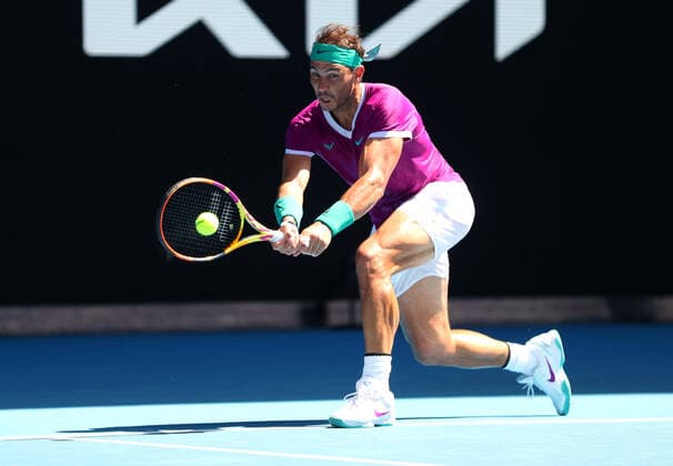 Mandatory Credit: Photo by Ella Ling Shutterstock (12765096cs) Rafael Nadal during his fourth round match Australian Open, Day Seven, Tennis, Melbourne Park, Melbourne, Australia - 23 Jan 2022 Australian Open, Day Seven, Tennis, Melbourne Park, Melbourne, Australia - 23 Jan 2022 Copyright: xEllaxLing Shutterstockx 12765096cs
