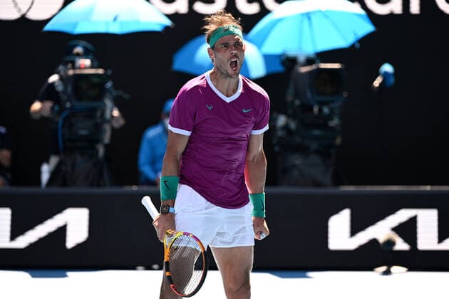 Mandatory Credit: Photo by James Gourley Shutterstock (12765097ct) Rafael Nadal during his fourth round match Australian Open, Day Seven, Tennis, Melbourne Park, Melbourne, Australia - 23 Jan 2022 Australian Open, Day Seven, Tennis, Melbourne Park, Melbourne, Australia - 23 Jan 2022 Copyright: xJamesxGourley Shutterstockx 12765097ct